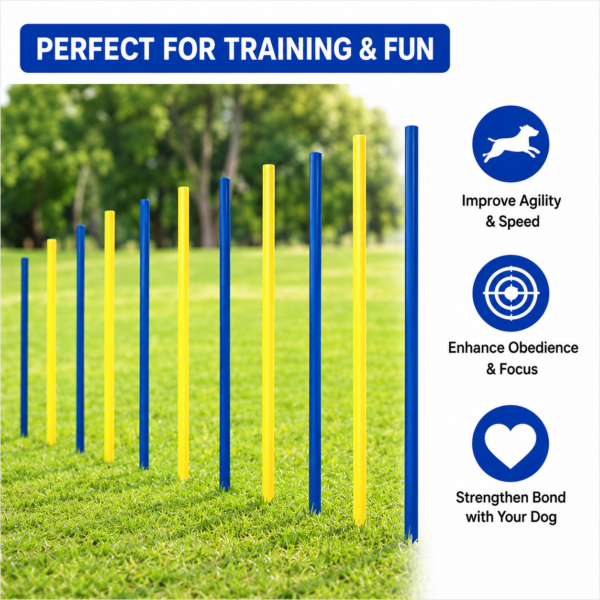 Dog Agility Weave Poles Training Set Improve Speed, Focus & Agility Through Interactive Trainin