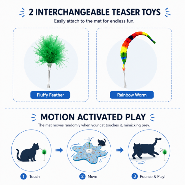 Interactive Hide & Seek Cat Toy with Motion Sensor Keep Indoor Cats Active, Curious & Entertained
