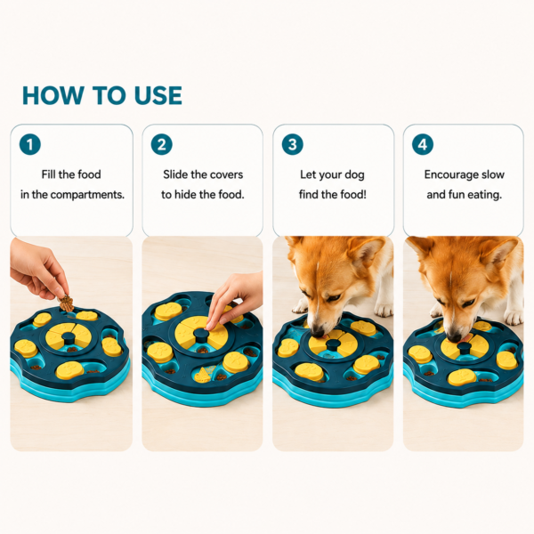 Interactive Slow Feeder Puzzle Bowl for Dogs & Cats