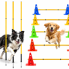 Dog Agility Training Hurdle Cone Set, Adjustable Dog Agility Equipment Obstacle Course Backyard Equipment for Pet Exercise