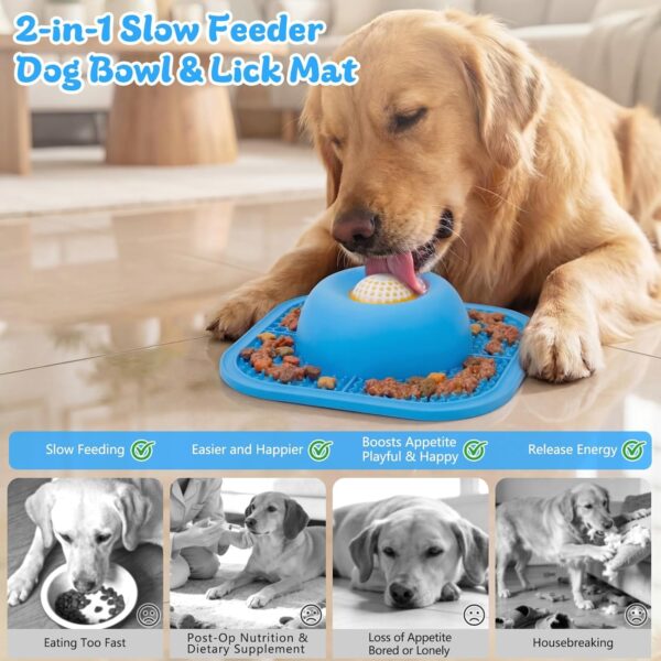 2-in-1 Slow Feeder & Lick Bowl with Rolling Ball Make Mealtime More Engaging, Healthier, and Cleaner