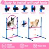 Dog Agility Course Backyard Set, Dog Agility Equipment, Pet obstacle Course Backyard with 6 Dual Mode Weave Poles, 2 Adjustable Hurdle, Jump Ring, Tunnel, Pause Box, Toy Balls and 2 Carrying Bags