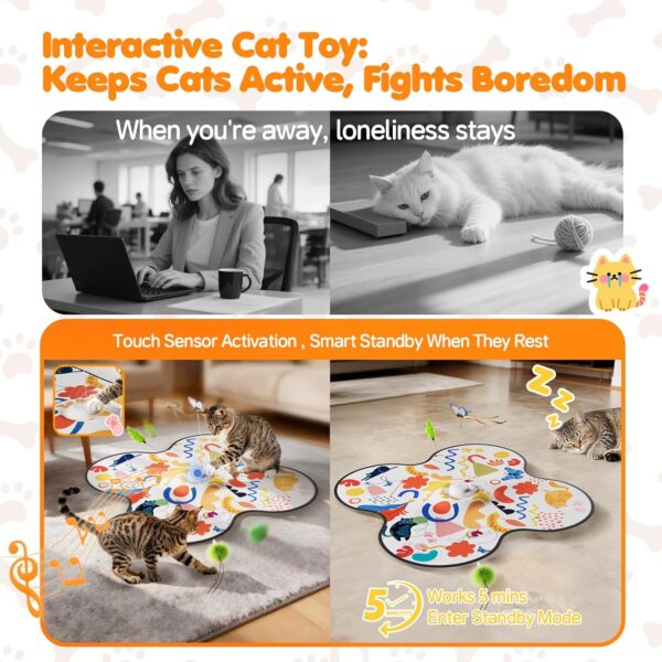Interactive Automatic Cat Toy with Butterfly & Feather Wands Smart Hunting Fun for Curious Indoor Cats