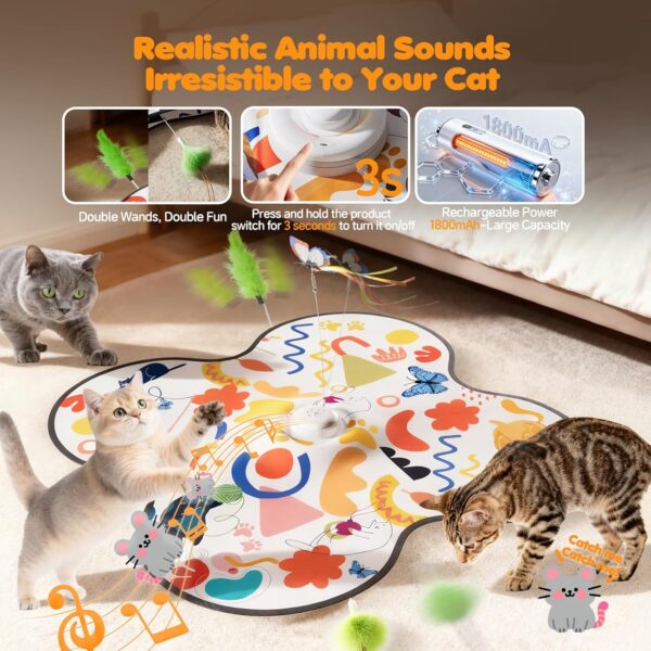 Interactive Automatic Cat Toy with Butterfly & Feather Wands Smart Hunting Fun for Curious Indoor Cats