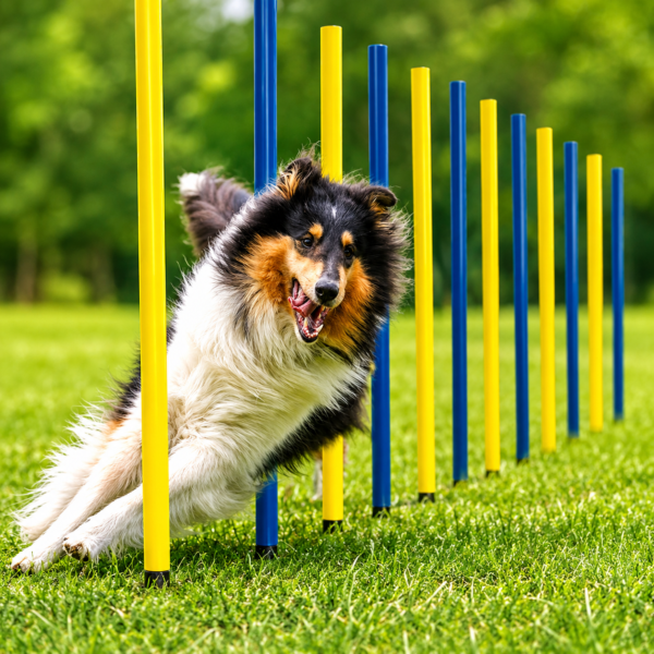 Dog Agility Weave Poles Training Set Improve Speed, Focus & Agility Through Interactive Trainin