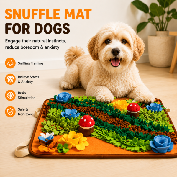 Dog Snuffle Mat with Squeaky Mushrooms Extra-Large Dog Snuffle Mat with Squeaky Mushrooms Turn Mealtime into an Enriching Adventure
