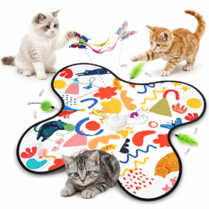 Interactive Cat Toy Interactive Automatic Cat Toy with Butterfly & Feather Wands Smart Hunting Fun for Curious Indoor Cats