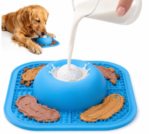 2-in-1 Slow Feeder & Lick Bowl with Rolling Ball Make Mealtime More Engaging, Healthier, and Cleaner